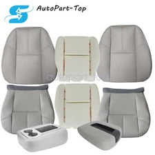 For Chevy Silverado 07-14 Driver Passenger Bottom Top Seat Cover Gray Foam