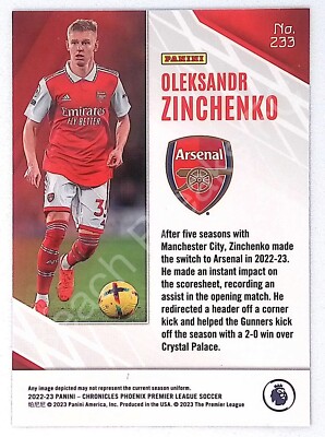 arsenal ジンチェンコ Oleksandr Zinchenko ARSENAL 2022-23 Panini Chronicles Phoenix
