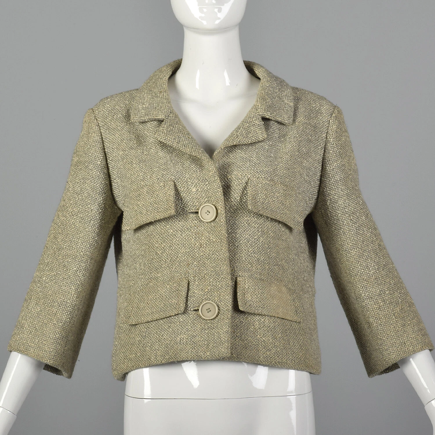 Giacca Tweed Numerata Balenciaga L1960 Haute Couture Classica Designer Senza Tempo