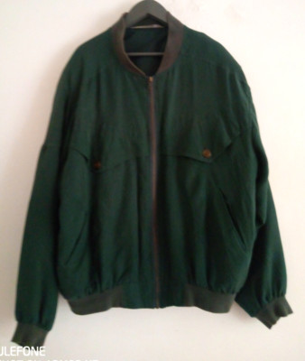 Vintage Incognito Sygnes 80/90s i grün 100% Seide Bomber Blouson Jacke Gr. 42