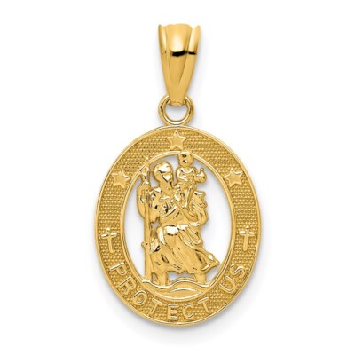 14k Yellow Gold Polished St Christopher Pendant 0.64gm L-21.5mm, W-12mm