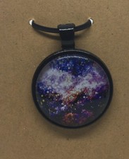 Galaxy Round Glass Dome Cabochons 1" Black Bezel Pendant New Free Ship 547