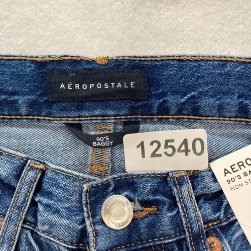 Aeropostale 90's Baggy Jeans Women's 2 Relaxed Medium Wash Blue Denim Distressed - Picture 5 of 14