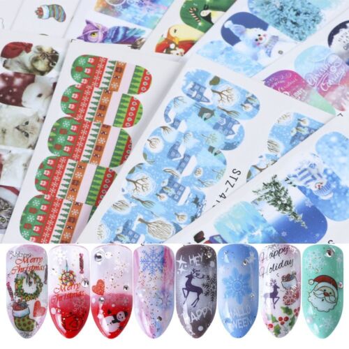Flake Christmas Nail Sticker Santa Claus  Water Transfer Decals Manicure Tips - Picture 1 of 6