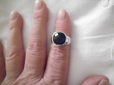 Silver Tone Ring Blue Stone Size 6 Fashion Jewelry Plated