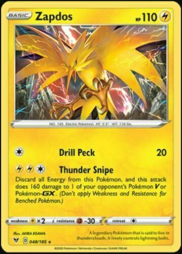 Pokemon - Zapdos - 048/185 - Holo Rare - Vivid Voltage - NM/M - New