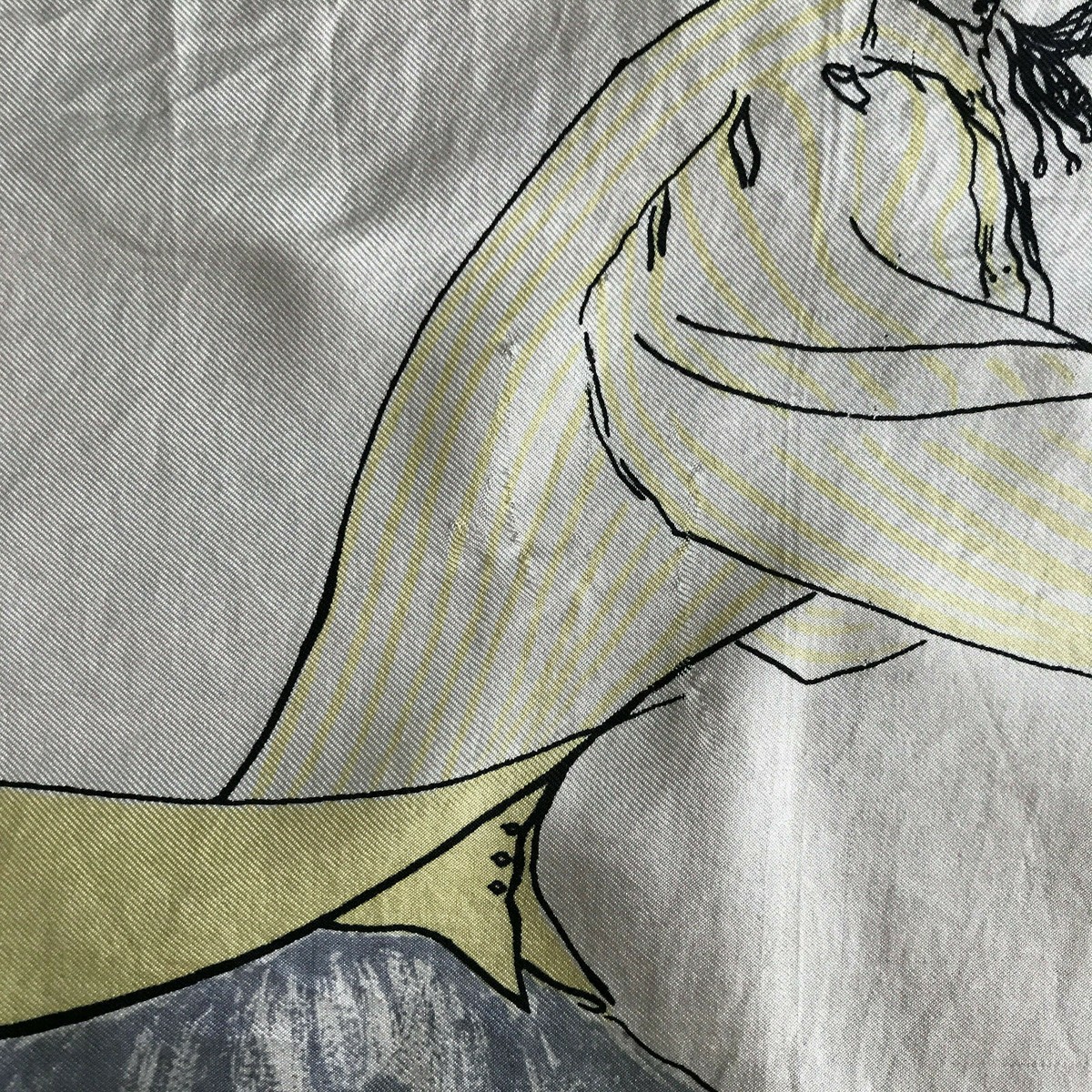 Foulard En Soie Vintage Jacques Fath - Motif Jeune Femme à Vélo, Années 1950, Occasion