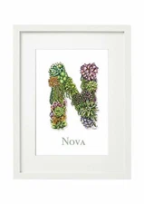 'N' Personalised Illustrated Alphabet Art Print, perfect modern nursery gift 