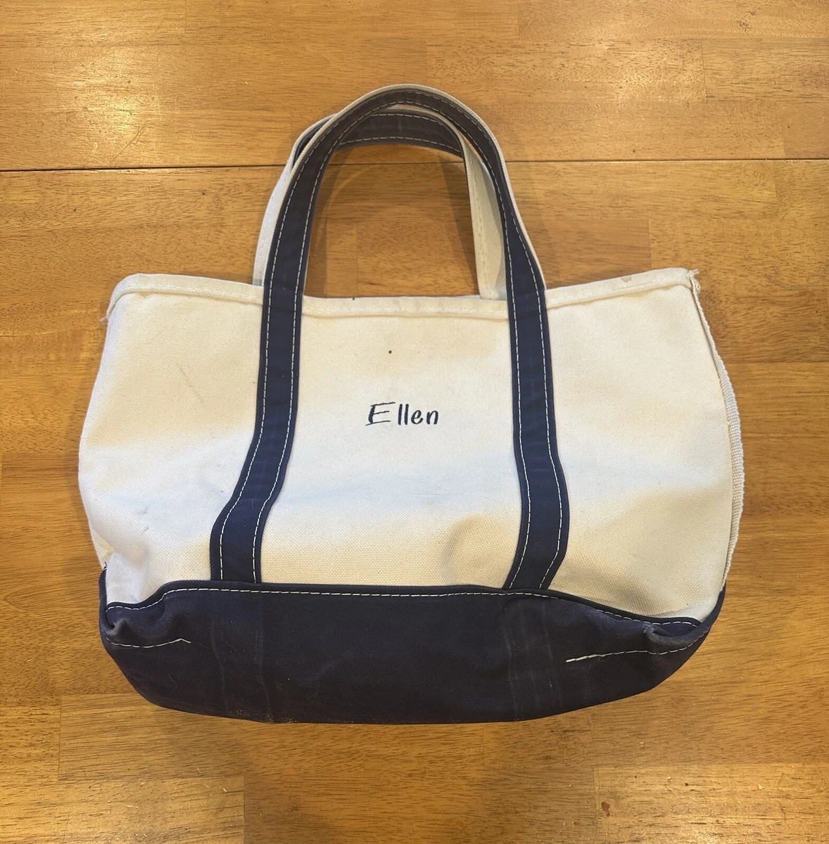 Vintage LL Bean Boat And Tote Hand Bag 17” Navy