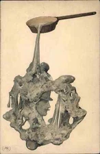 Surrealism Fantasy Art Nouveau Man's Face in Molten Silver c1905 BKWI Postcard