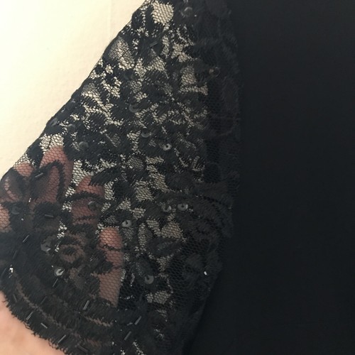 Anthropologie Donna Morgan sz.10 long black elegant dress sheer lace sequined - Picture 2 of 12