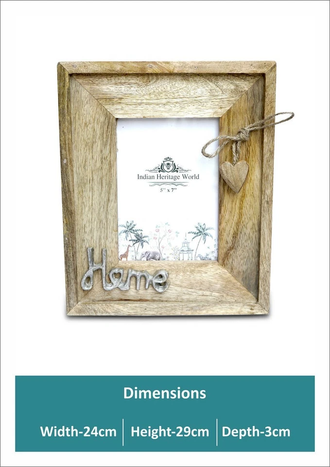 Elegant Mango Wood Hand Made Photo Frame With Silver Metal Home Style #8050 - Image 2 of 4