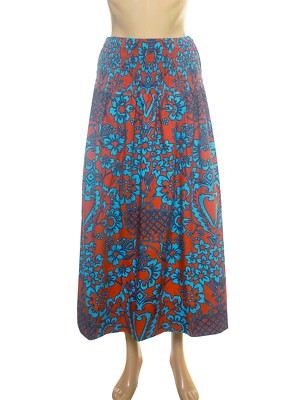 Rhode Resort Lilou Midi Skirt S 6 Women's Casual Printed Smocked Boho NWD 35003