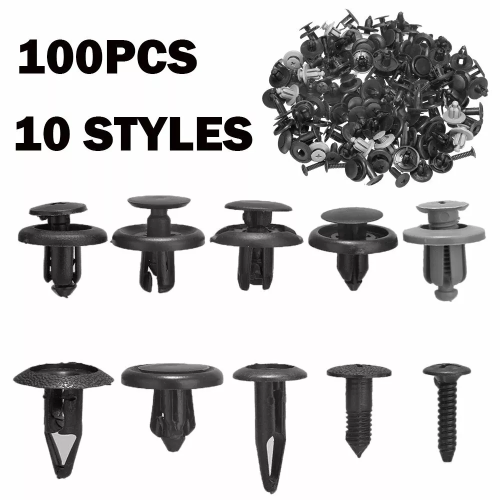 100x Trunk Screw Rivets Set Car Bumper Fender For Auto Plastic Fastener  Clips