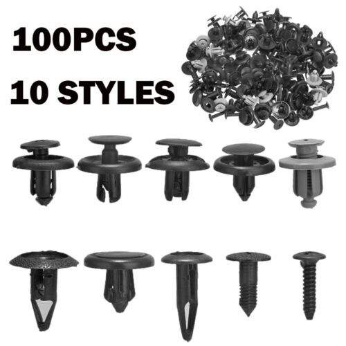 100x Trunk Screw Rivets Set Car Bumper Fender For Auto Plastic Fastener Clips - Picture 1 of 12