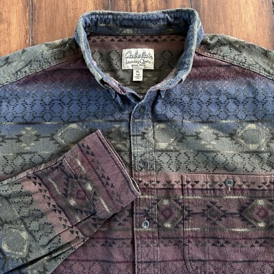 Cabela’s Southwestern Aztec Flannel Shirt Men’s XL Tall Button Up ...