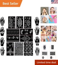 Quality 18PCS Henna Tattoo Stencils for Artsy Face and Body Painting