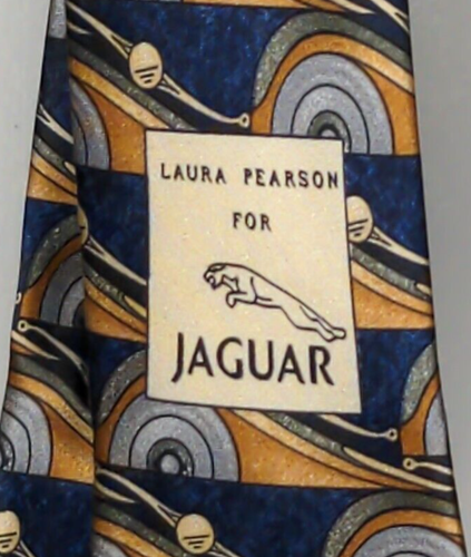 Vintage Laura Pearson for Jaguar Auto Car Collectible Italy Navy Gold Neck Tie - Picture 6 of 9