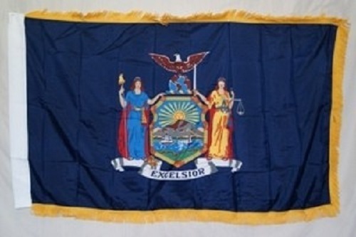 3x5 New York State Poly Nylon Sleeve w/ Gold Fringe Flag 3'x5' Banner - Picture 1 of 1