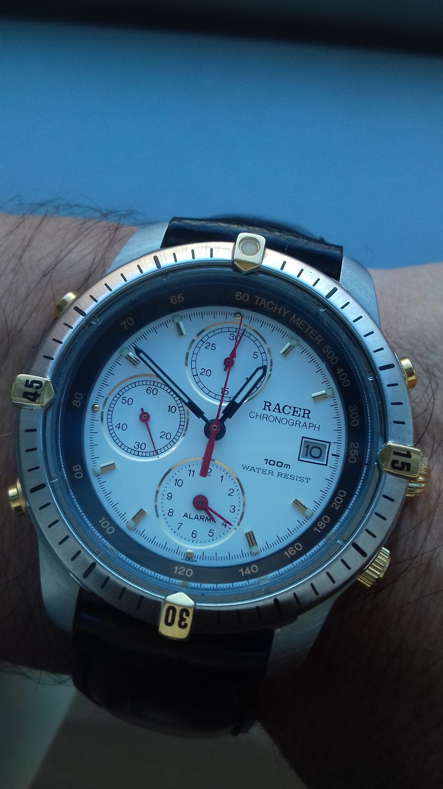 Racer HFA926-70 CA CHRONOGRAPH ALARM VINTAGE COLLECTION NOS WATCH JAPAN CARBALL