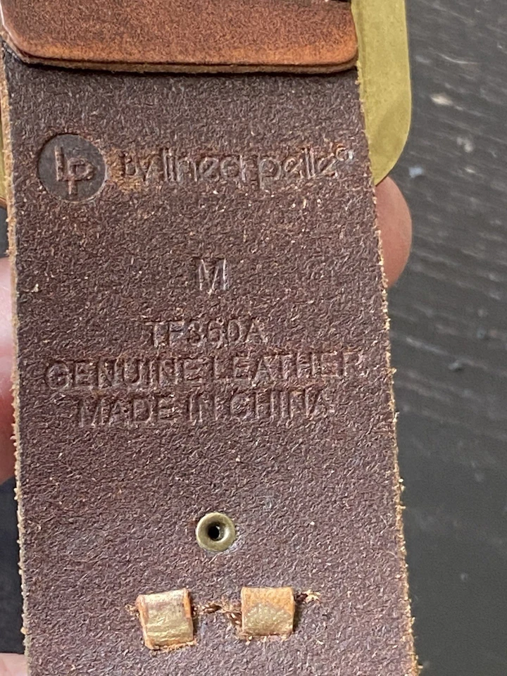 Linea Pelle Leather Belt Women Lg Brown Brass Buckle Gold Accent Braids Emblems - Image 4 of 4