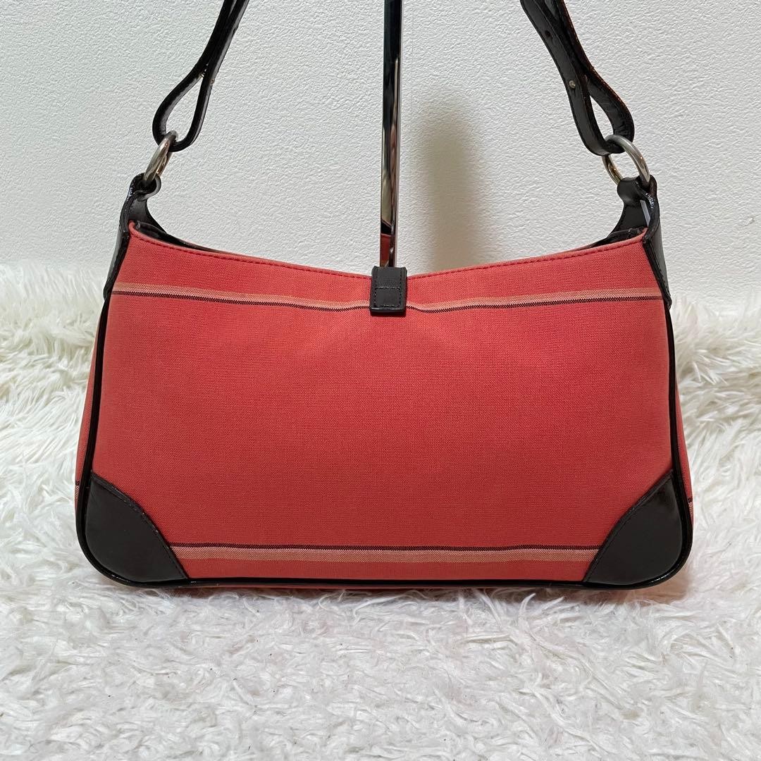 Burberry Blue Label One Shoulder Hobo Bag Red Leather Horse Logo Silver New thumbnail 3
