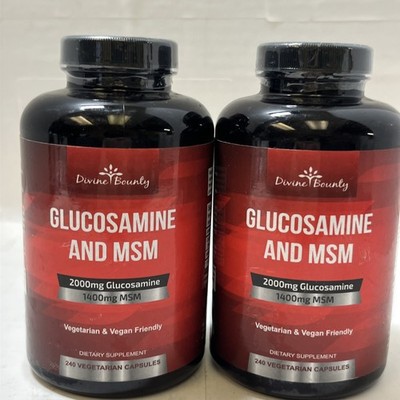 Divine Bounty 2000mg Glucosamine Msm 1400 Mg 240 Ct Exp 1/27 Two Pack Vegan