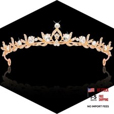 Rhinestone Tiara Crown for Woman Tiara Headband for Bride Flower Girl Gold