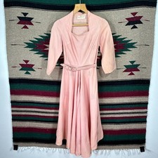 Vintage 60s Baker Sportswear Pink Prom Dress - Women's UK 10 - Belted