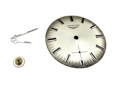 Longines Vintage Zifferblatt 30,3mm Silber Soleil + Stunden- und Minutenzeiger NOS