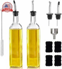 Olive Oil Dispenser Bottle, 2-Pack 500ml Glass Oil Dispenser for Kitchen with St