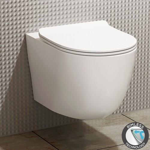 Elva Rimless Wall Hung Toilet Soft Seat Dual Cistern Frame Black Flush Plate - Picture 12 of 22