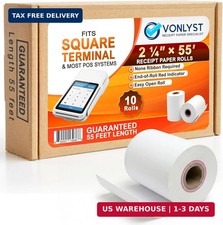 Square Terminal Paper Rolls 2 1/4" x 55' - Vonlyst BPA Free Thermal Receipt Pape