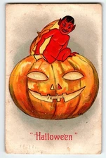 Halloween Postcard 1908 Red Devil Artist HB Griggs 2216 Leubrie Elkus HBG Signed