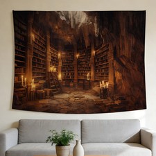 Cave Library Tapestry - Mystical Style for Ho...