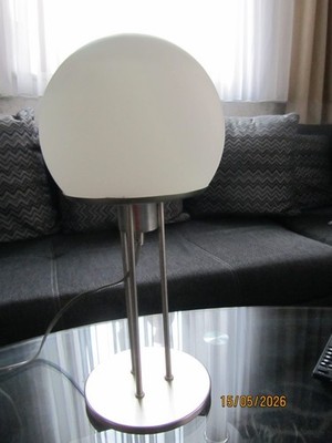 vintage Honsel Tischlampe Glasschirm weiß