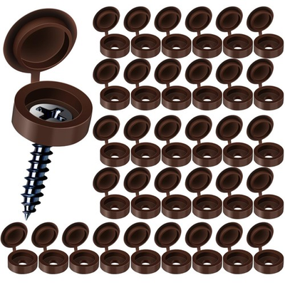 #ad Plastic Hinged Screw Covers Brown Snap Washer Caps with Flip Tops Rust Pr... $9.58