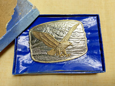 Vintage gold-toned American Eagle metal belt buckle - 168240 stamp