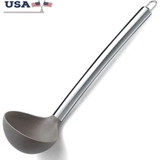 Stainless Steel Silicone Ladle Heat Resistant Kitchen Utensil Dishwasher Safe US