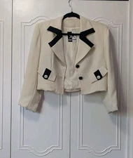 RINA ROSSI  Women's rare  Vintage White Crop Tailored Jacket  blazer Chic Size M