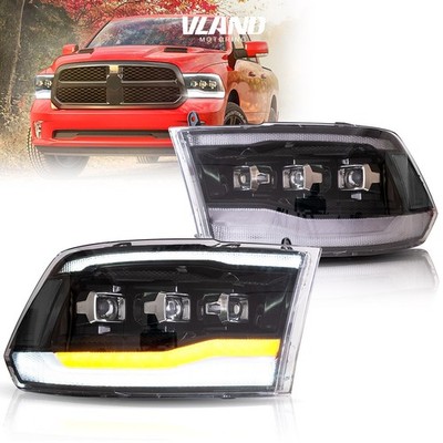 VLAND LED Reflector Headlights For 2009-2024 Dodge Ram 1500 2500 3500 Front Lamp