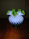 Vintage Fenton Hobnail Aque Blue Green Art Glass Vase