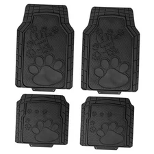  Car Floor Mats - Adorable Paw Print, Heavy-Duty Rubber Mats, Universal Black