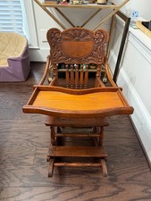 Victorian Oak Convertible High Chair