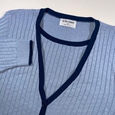 Alfred Dunner Vintage Blue Basketweave Knit 2-in-1 Layered Cardigan Sweater S