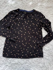 Boden women's sz. L black w/ sparkle gold polka dot tee. Exc. cond. Pretty