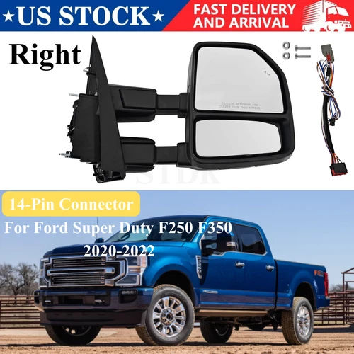 For Ford Super Duty F250 F350 Mirror Passenger Side Right 2020-2022 LC3Z17682NB