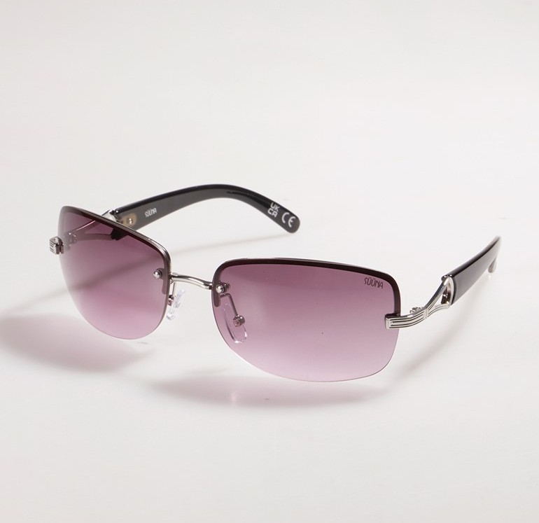 SUUNA Ladies Silver Coloured  Metal & Black  Semi Rimless Sunglasses