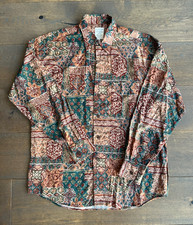 Vintage St Michael Shirt Mens Medium Multicolour Tapestry Mosaic Cotton Modal UK