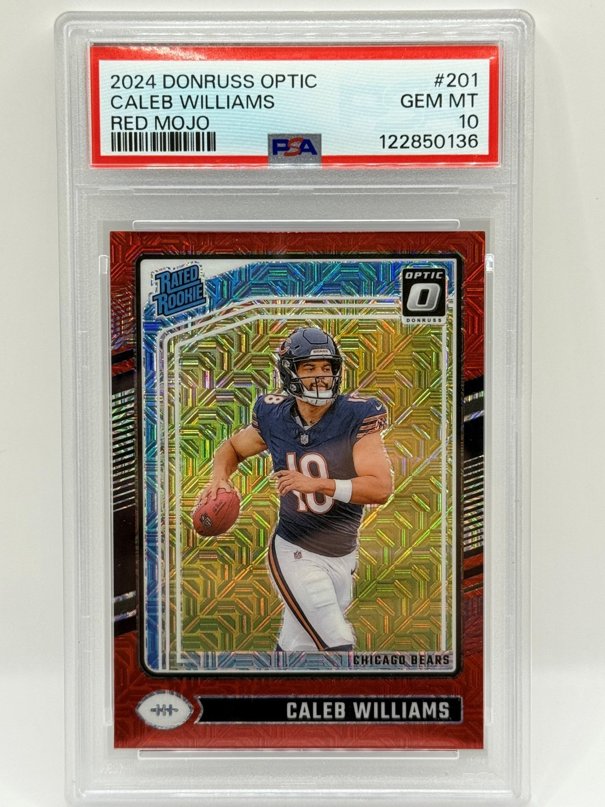 2024 Donruss Optic Red Mojo Caleb Williams Rookie PSA 10 Bears RC #201 Gem Mint